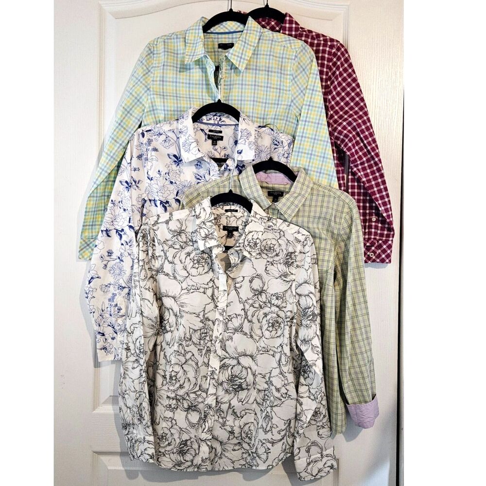 Lot of 5 Medium Petite Talbots Button Up Shirts Great Condition Plaid and Floral
